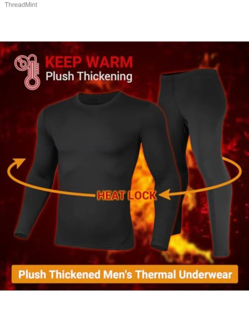Men's Thermal Underwear Set Ultra-Soft Fleece Lined Base Layer Top & Bottom